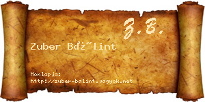 Zuber Bálint névjegykártya